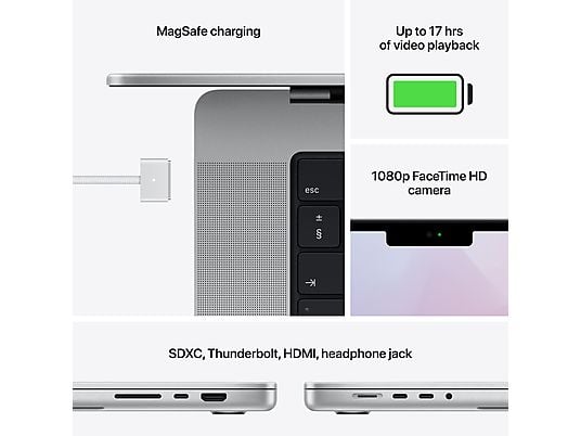 Apple MacBook Pro 2021 M1 | 14.2" | M1 Max 10-Core CPU | 32-Core GPU | 32 GB | 1 TB SSD | Zilver - Afbeelding 3