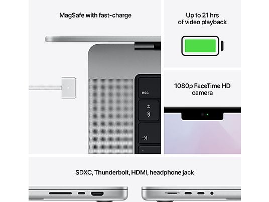 Apple MacBook Pro 2021 M1 | 16.2" | M1 Max | 32-Core GPU | 32 GB | 1 TB SSD | zilver | NL - Afbeelding 4